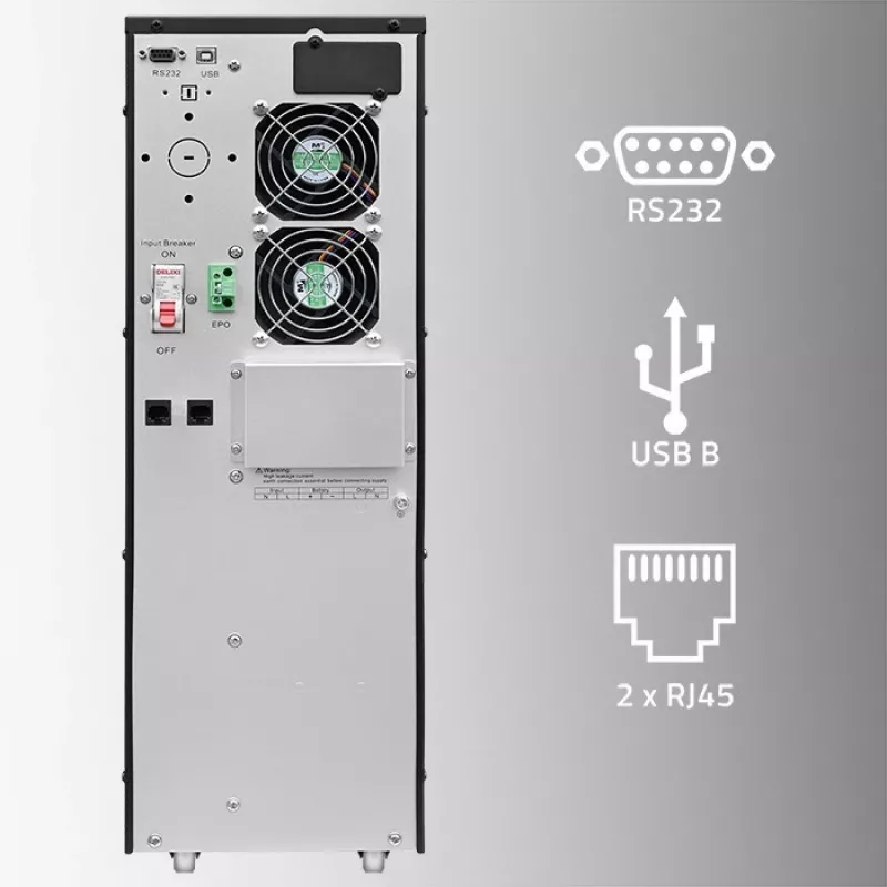 Qoltec 52284 USV unterbrechungsfreie Stromversorgung | 10kVA | 10000W | Leistungsfaktor 1,0 | LCD | EPO | USB | Online