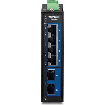 Industrieller 6-Port 2,5G DIN-Schienen-Switch TRENDnet TI-G5062 mit Metallgehäuse