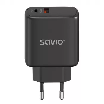 Outdoor-Ladegerät SAVIO LA-06/B USB Type-C 30W Power Delivery 1x USB-C Schwarz, 5–20V, 3A/9V, 3A/5V, 3A/12V, 2,1A