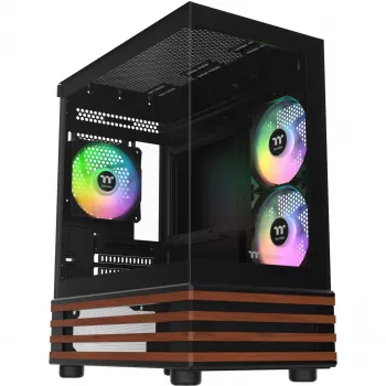 PC Micro Tower Thermaltake View 170 WS ARGB — Micro-Gehäuse, Schwarz, unterstützt PS2-Netzteil, 2x 120 mm Seiten- + 1x 120 mm Hecklüfter, 2,5/3,5 Zoll HDD