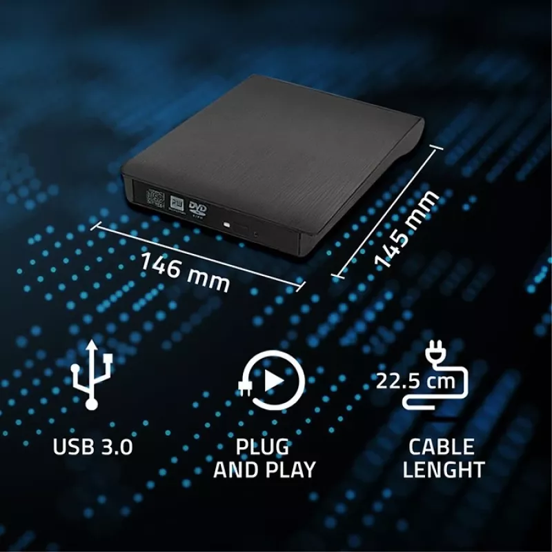 Optisches Laufwerkgehäuse CD/DVD SATA, USB 3.0, 9,5 mm