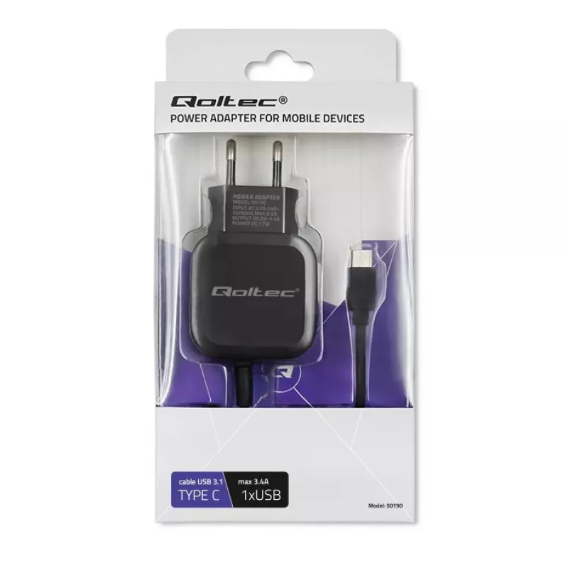 Qoltec 50190 Ladegerät für Mobilgeräte, Handy, Tablet, Telefon, Universal