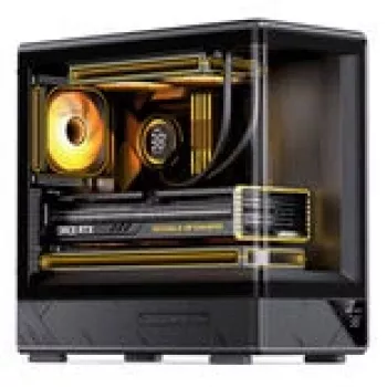 Computer case Jonsbo D200 midi-tower mATX tempered glass mini temp display Schwarz