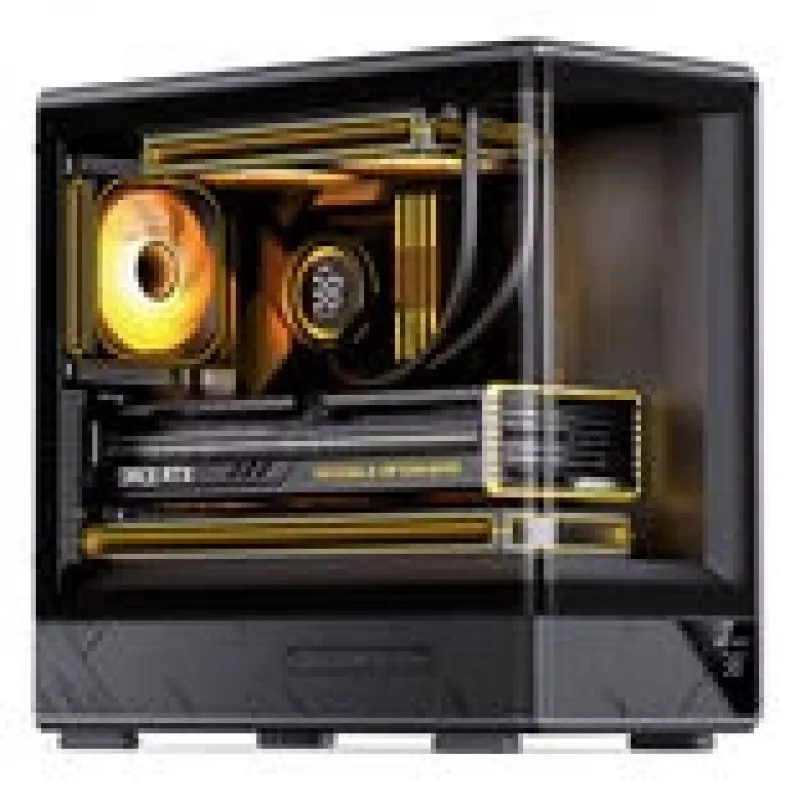 Computer case Jonsbo D200 midi-tower mATX tempered glass mini temp display Schwarz