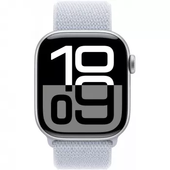 Apple Watch Series 10 Aluminiumgehäuse GPS + Cellular 42 mm Silber Sport Loop Blau cloud
