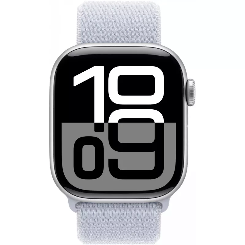 Apple Watch Series 10 Aluminiumgehäuse GPS + Cellular 42 mm Silber Sport Loop Blau cloud