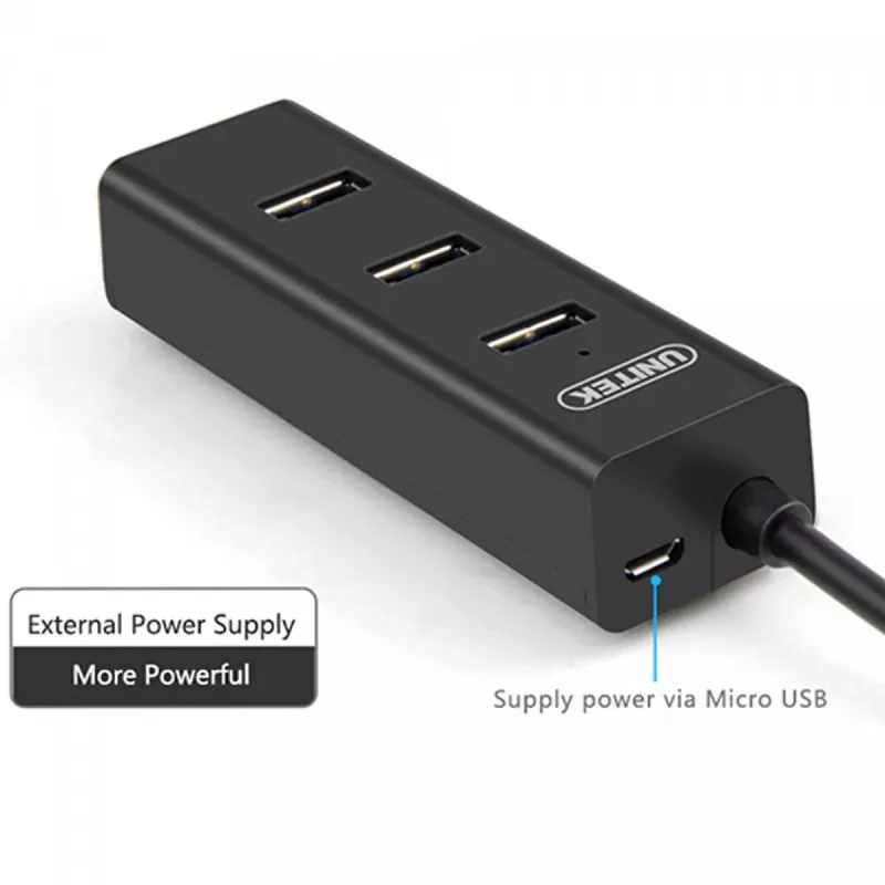 UNITEK Y-3089 Interface Hub USB 3.2 Gen 1 (3.1 Gen 1) Type-A 5000 Mbit/s Schwarz