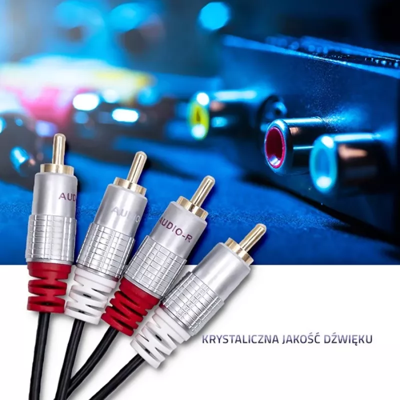 Audiokabel Qoltec 52337 2 m 2 x RCA Schwarz