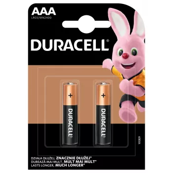 Alkaline-Batterie Duracell Basic MN2400 AAA — 2er-Pack, Einwegbatterien für Geräte mit geringem bis mittlerem Stromverbrauch