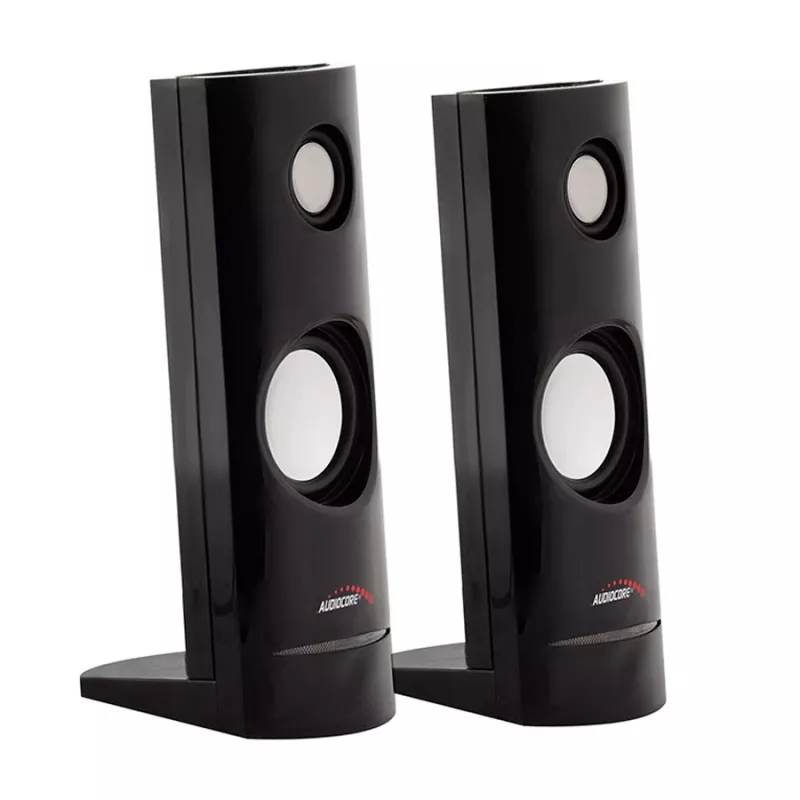 Kabelgebundener 2-Wege-PC-Lautsprecher Audiocore AC860, 2.0 Kanäle, 4 W RMS, USB-Stromversorgung, 3,5 mm Eingang, schwarz