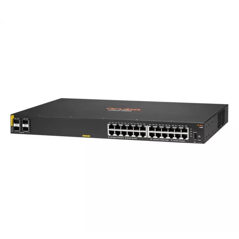 HPE Aruba Networking CX 6100 24G Class4 PoE 4SFP+ 370W Managed L3 Gigabit Ethernet (10/100/1000) Power over Ethernet (PoE) 1U Schwarz