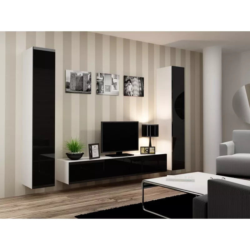 Cama geschlossen Schrank VIGO '180' 180/40/30 weiß/schwarz glänzend
