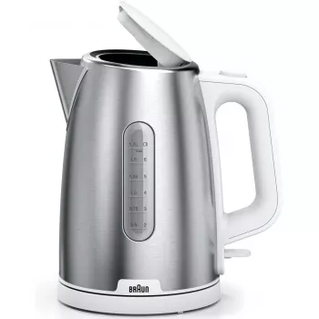 Braun WK 1500 elektrischer Wasserkocher 1,7 L 2200 W Edelstahl, Weiß