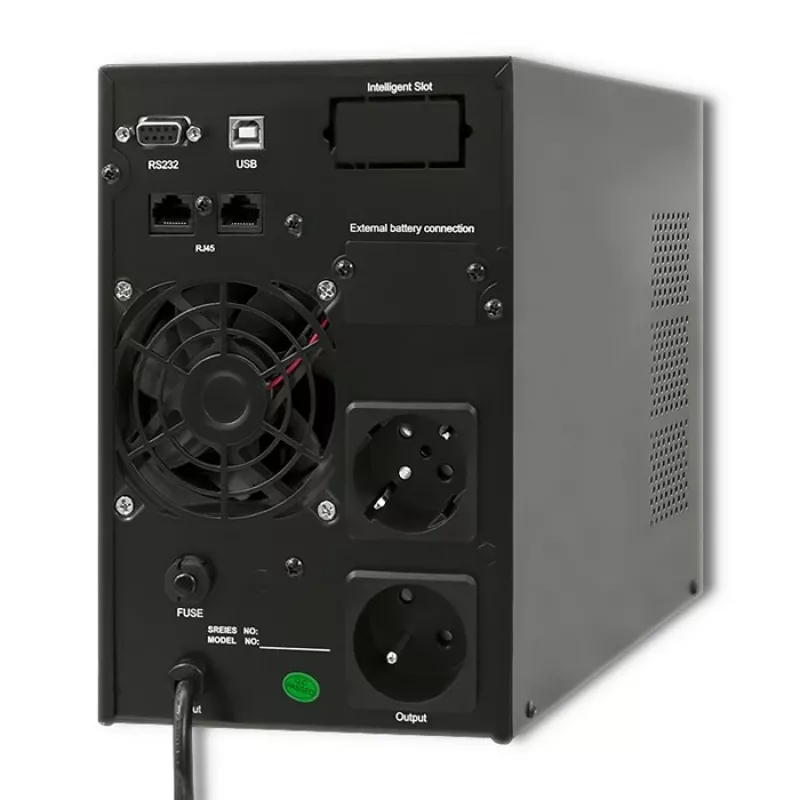 Qoltec 53042 USV (unterbrechungsfreie Stromversorgung) Doppelwandlung (Online) 1 kVA 800 W 2 AC-Ausgänge