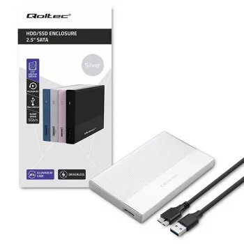 Gehäuse für 2,5-Zoll-SATA-SSD/HDD QOLTEC 52278 USB 3.0, unterstützt bis zu 2 TB