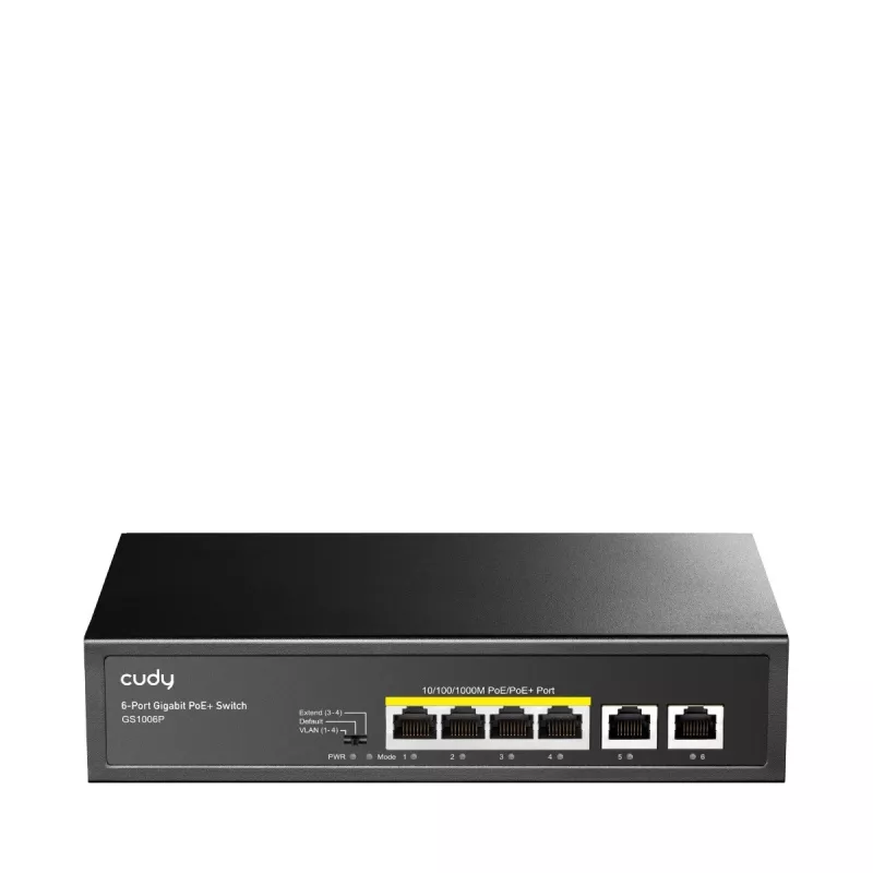 Netzwerk-Switch Cudy GS1006P Unmanaged Gigabit Ethernet 6-Port PoE, 12 Gbit/s, 2048 MAC, Schwarz