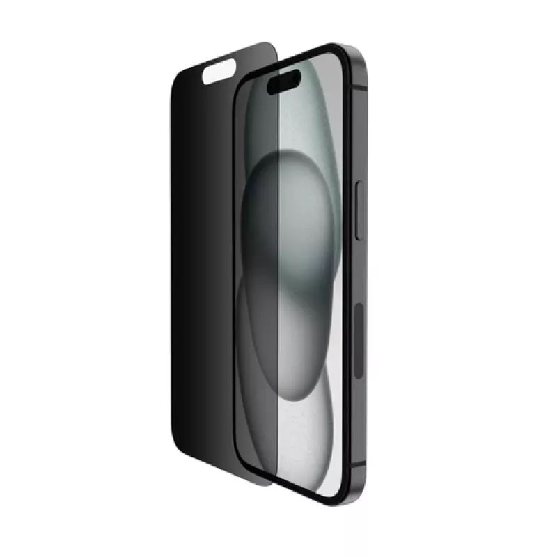 Belkin ScreenForce Pro - Bildschirmschutz für Handy - 2,5D - Glas - mit Sichtschutzfilter - Glas - für Apple iPhone 14 Pro, 15 (OVA147ZZ)