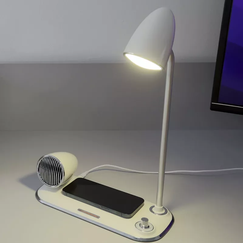 Kabelloser Schreibtischladegerät Tellur TLL151371 mit Bluetooth-Lautsprecher und Schreibtischlampe