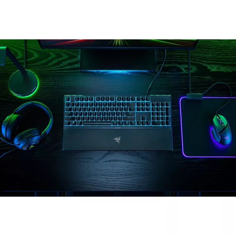 Gaming-Tastatur Razer Ornata V3 X Full-Size USB, Membranschalter, RGB-LED-Hintergrundbeleuchtung, Handgelenkauflage, 1000 Hz Abfragerate, Schwarz