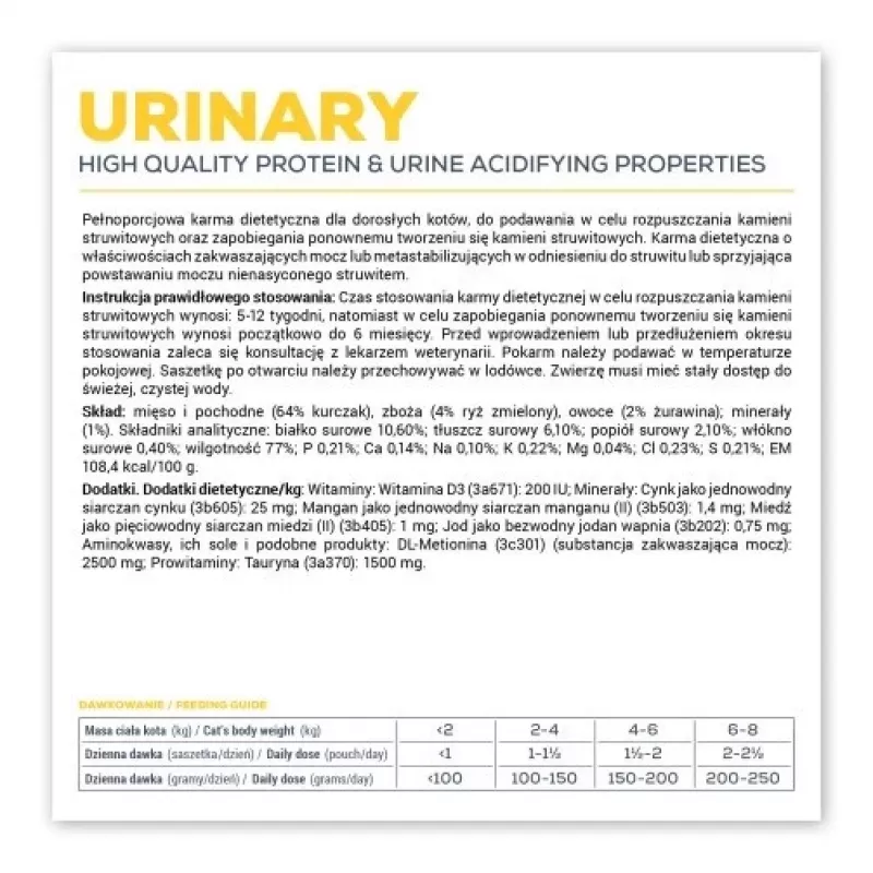 Feuchte Veterinärdiät für Katzen VETEXPERT Urinary, Geflügel, Beutel 100 g, adult, zucker- und konservierungsstofffrei