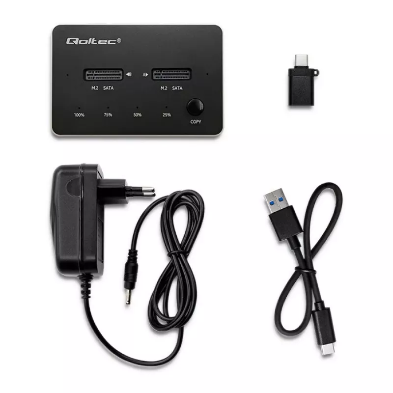 Qoltec 50310 Drive Docking Station 2x SSD M.2 SATA NGFF USB Typ C