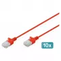Patchkabel DIGITUS CAT6 U-UTP schlank 0,3 m, rot, 10er-Pack