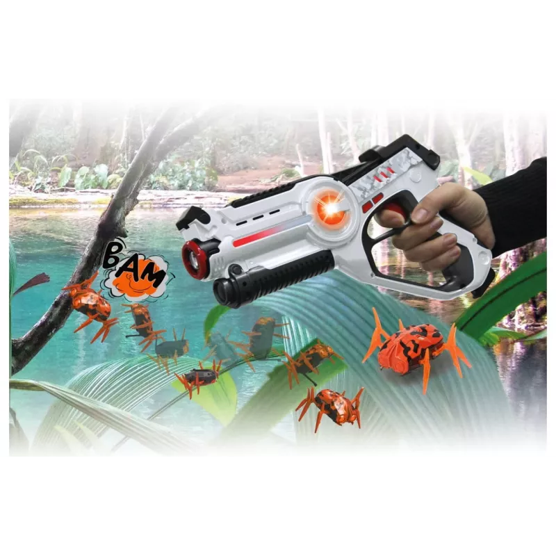 Jamara 410065 Impulse Laser Bug Hunt Set, Spielzeug-Laserpistole mit Ziel, Weiß/Orange
