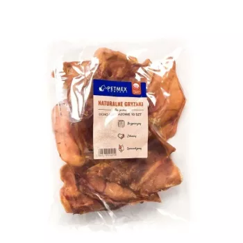 Hundekauartikel PETMEX Schweineohr 10er-Pack · natürliche Schweineohren je 40 g · insgesamt 400 g · für ausgewachsene Hunde mittlerer und großer Rassen