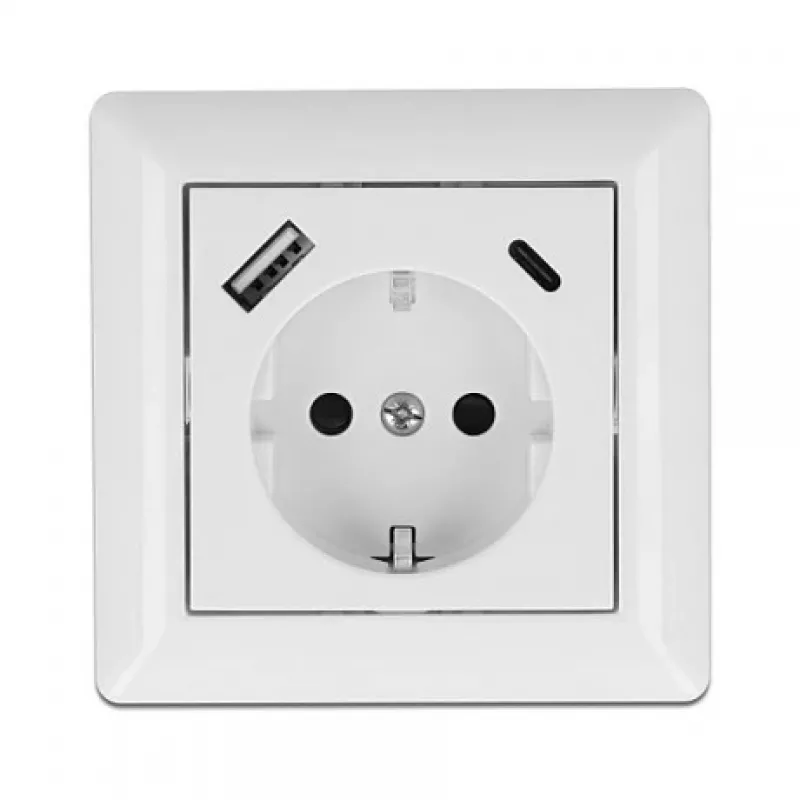 DeLOCK 11489 Steckdose CEE 7/3 + USB Weiß 250V 16A