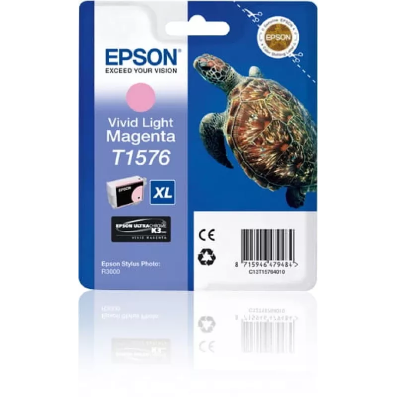 Epson Turtle T1576 Vivid Light Magenta, High (XL) Yield, Vivid light Magenta, Pigmentbasierte Tinte, 25,9 ml, 1 Stück, 2300 Seiten