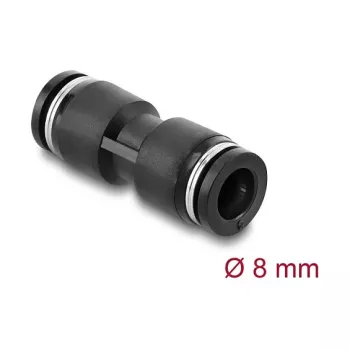 Pneumatikverbinder DELOCK 8 mm gerade, Innengewinde, Metall/Kunststoff, Länge 39 mm, schwarz