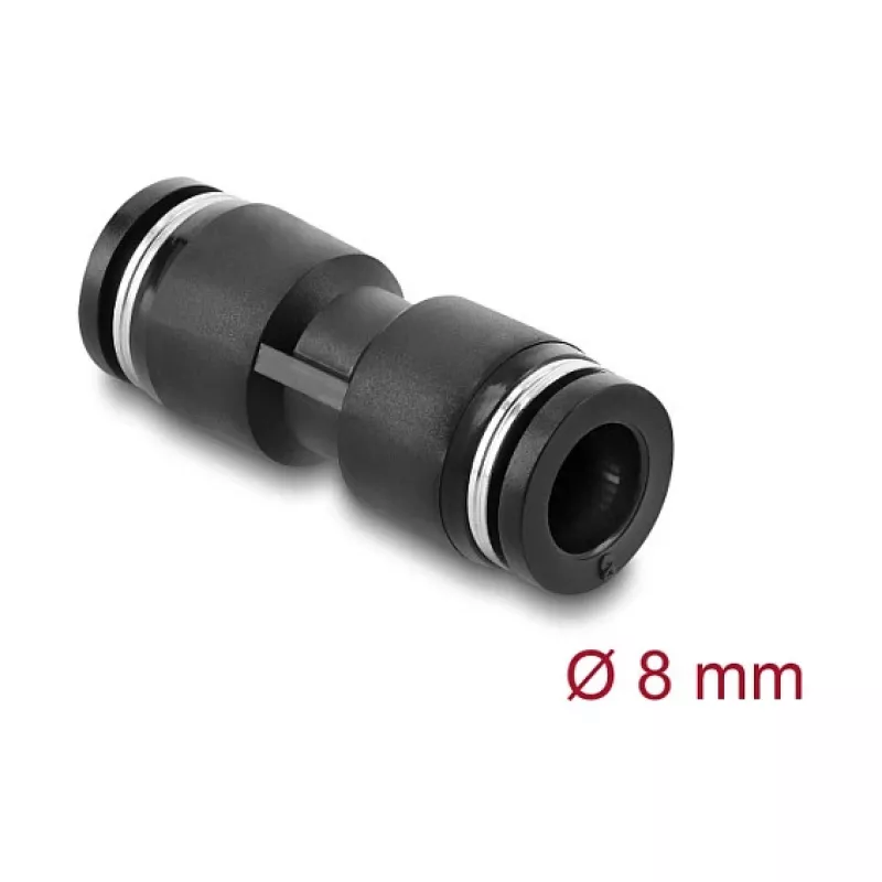 Pneumatikverbinder DELOCK 8 mm gerade, Innengewinde, Metall/Kunststoff, Länge 39 mm, schwarz