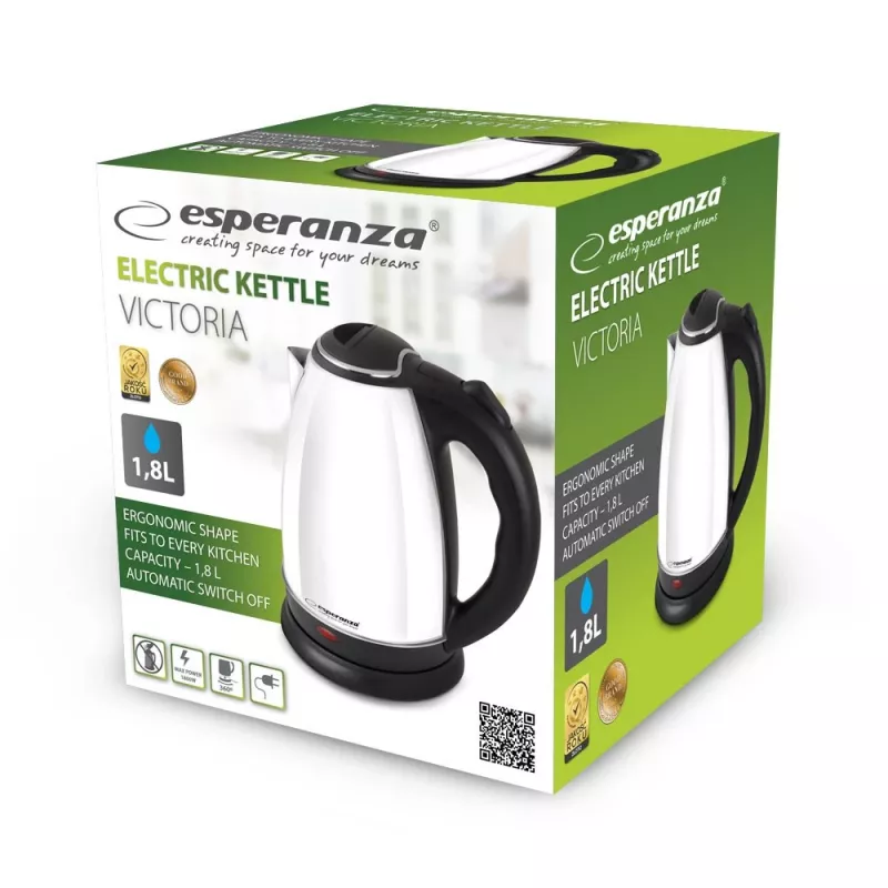 Esperanza EKK113W elektrischer Wasserkocher 1,8 l Schwarz, Weiß 1800 W