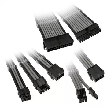 Geflochtenes Kabelverlängerungsset Kolink Core Adept – 6‑teilige Netzteil- und Mainboard-Verlängerungen, PET-Ummantelung, Kupferleiter, Längen 300–350 mm