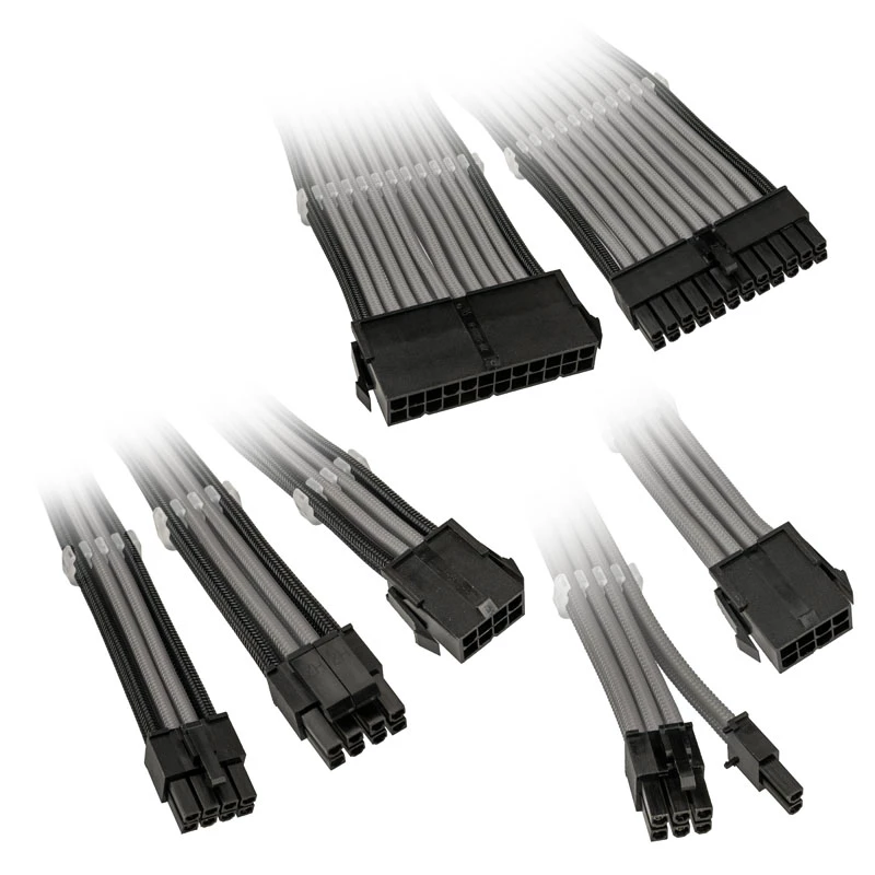 Geflochtenes Kabelverlängerungsset Kolink Core Adept – 6‑teilige Netzteil- und Mainboard-Verlängerungen, PET-Ummantelung, Kupferleiter, Längen 300–350 mm