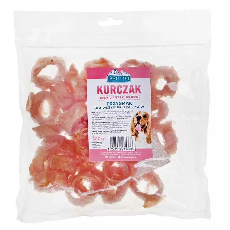 PETITTO Fisch- und Hühnchenringe - Hundeleckerli - 500 g