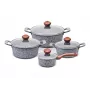 PROMIS Granit-Topfset, Kochtopf 16 cm, Töpfe 20, 24, 28 cm, braune Griffe