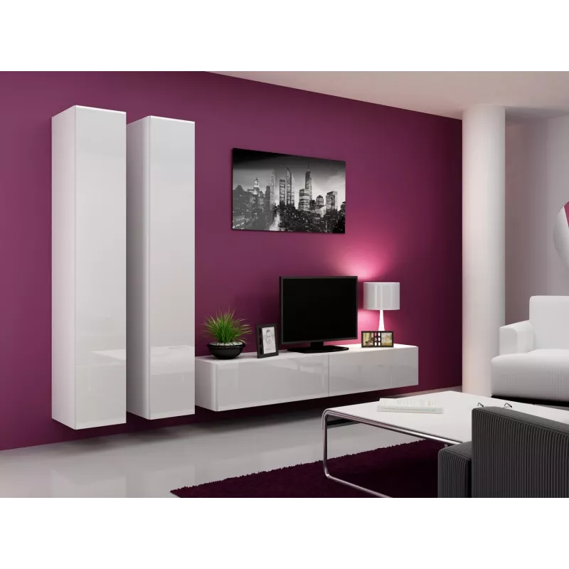 Cama Wohnzimmer-Schrankset VIGO 4 weiß/weiß glänzend