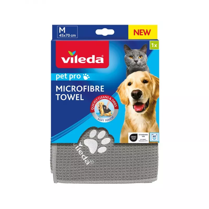 Handtuch VILEDA Pet Wipes 172650 450x700 mm, Polyester, maschinenwaschbar, grau