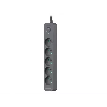 Power Line+ 5m Graphite Überspannungsschutz-Steckdosenleiste (5 Steckdosen)