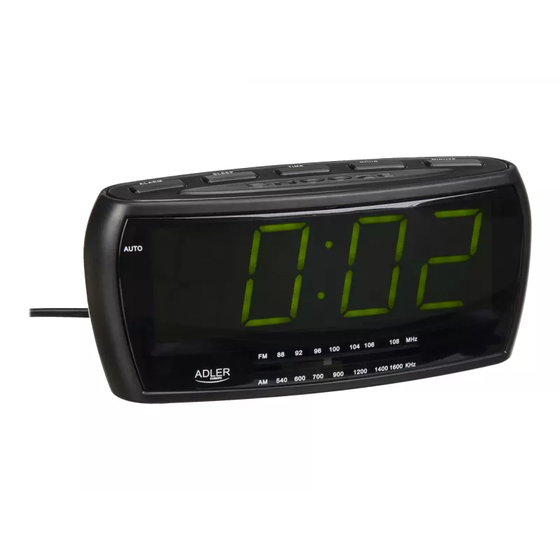 Weckerradio Adler AD 1121 — Weckerradio, FM/AM-Tuner, LED-Anzeige, Batterie-Backup, schwarz