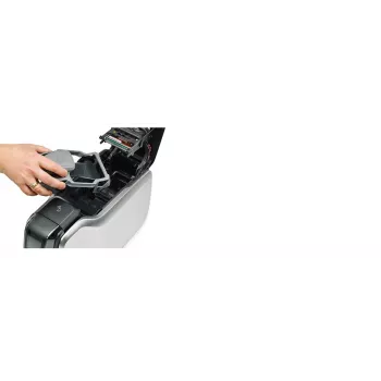 Kunststoffkartendrucker Zebra ZC300 – Farbsublimation/Thermotransfer, 300x300 DPI, LCD, 100 Blatt Zuführung, Ethernet, Silber/Schwarz