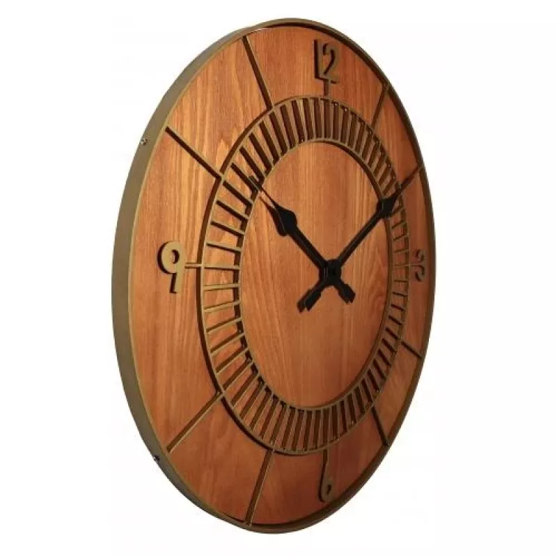NeXtime klok 3113br Wood Round, Ø50 cm, Wanduhr, Braun