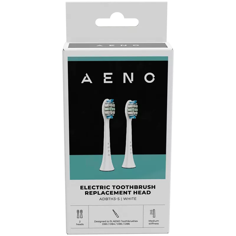 AENO Ersatzbürstenköpfe, Weiß, Dupont-Borsten, 2er-Set (für ADB0003/ADB0005 und ADB0004/ADB0006)