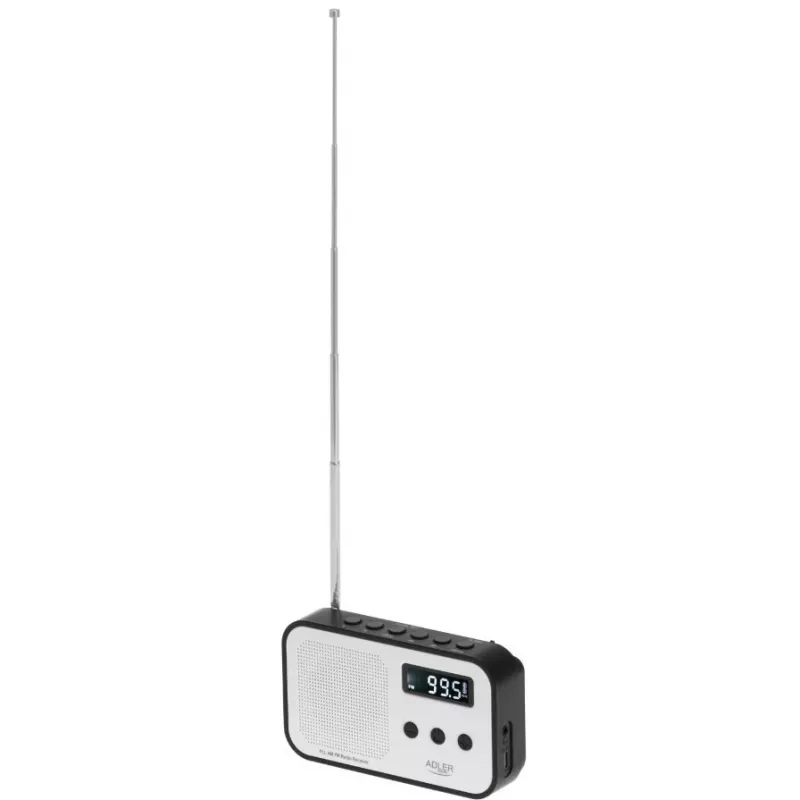 Tragbares Digitalradio Adler AD 1907 — UKW/MW, digitaler Tuner, Wecker, USB-C, 600 mAh Akku, LCD, 20 Senderspeicher, Teleskopantenne