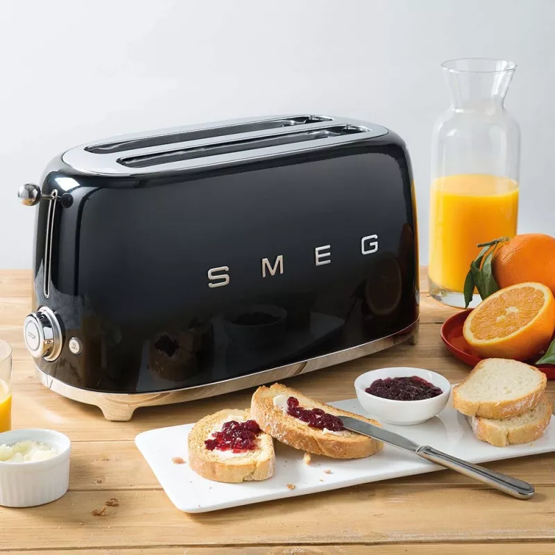 Smeg - TSF02 Toaster 4 Scheiben - Schwarz/lackiert/BxHxT 41x20,8x21,5 cm/6 Röststufen/1500W