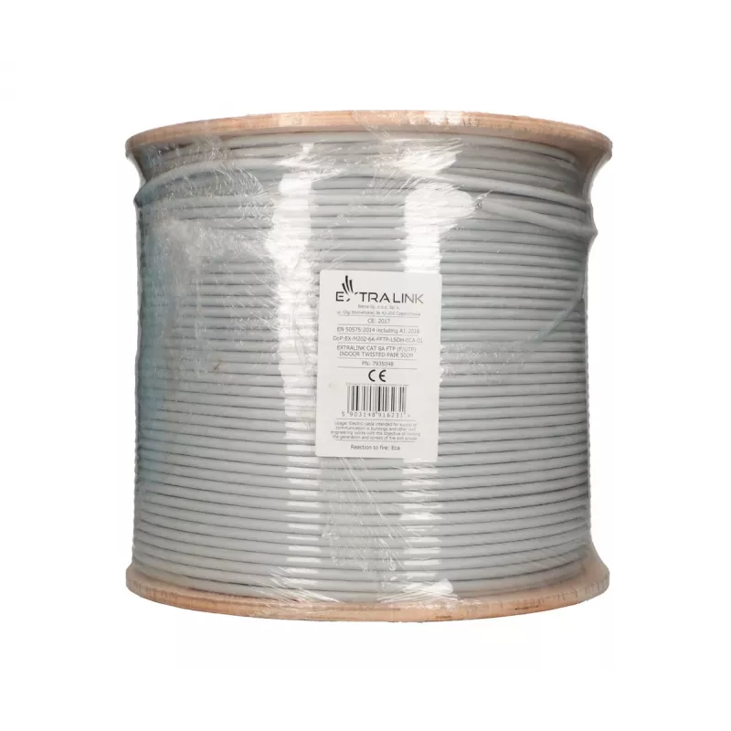 Netzwerkabel Extralink Twisted-Pair CAT6A FTP (F/FTP) V2 Indoor 500M Grau