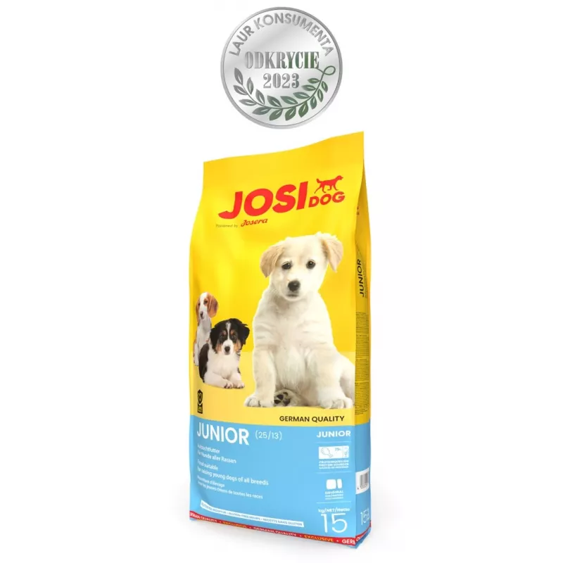 Trockenfutter für Hunde JOSERA JosiDog Junior — 15 kg, Huhn, 25 % Protein, 13 % Fett, für Junghunde, Unterstützung von Gelenken und Verdauung