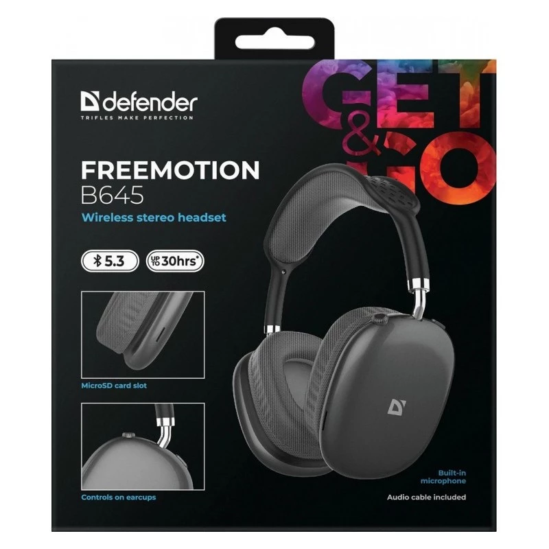 Kabellose Kopfhörer DEFENDER EEMOTION B645 — binaural, Kopfbügel, USB-C, AUX, geschlossen, ohrumschließend, 20–20000 Hz, 105 dB