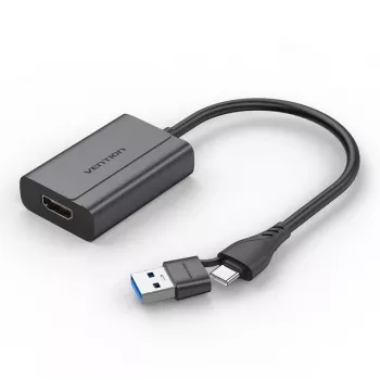 Kabeladapter Vention ACYHB – USB-C + USB-A auf HDMI, grau